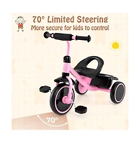 Kids Toddler Tricycle with Adjustable Seat Storage Basket and Safe Steering Design