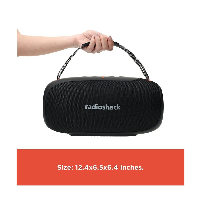 RadioShack 80W IPX5 Splashproof Powerful Portable Bluetooth Speaker Black & Orange with Tws for Pairing