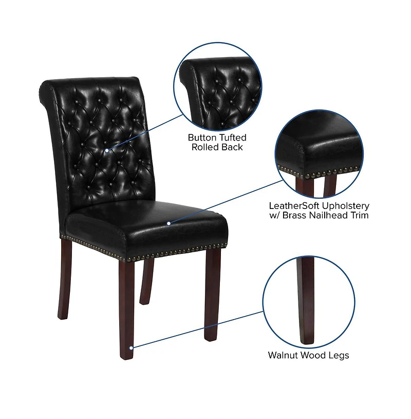 Merrick Lane Falmouth Upholstered Parsons Chair with Nailhead Trim