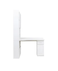 Streamdale L-Shaped Computer Desk with Drawers, Bookshelf, Hutch, White
