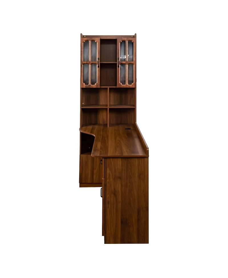 Streamdale Furniture 2-in-1 L-Shaped Corner Desk with Drawers, Bookshelf & Hutch