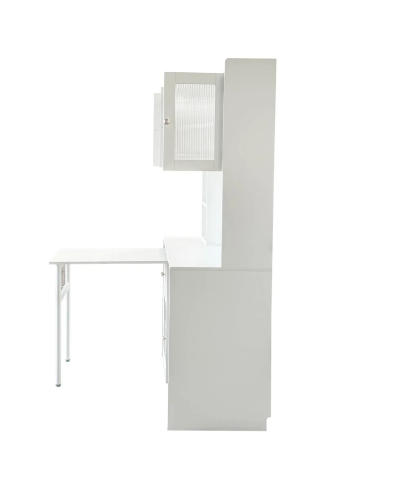Streamdale Furniture Computer Desk with Hutch, Rotating Desktop, Large Workspace