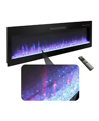 Flynama 60 Inch Electric Fireplace, Recessed and Wall Mounted Fireplace