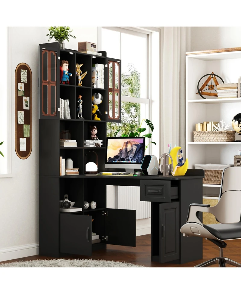 Streamdale Furniture L-Shaped Computer Desk with Drawers and Hutch