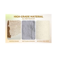 Zeus & Ruta 78.8 Light Gray Cat Tree Wide Base Large Condo 12 Sisal Posts Hammock Top Platform Interactive Toy