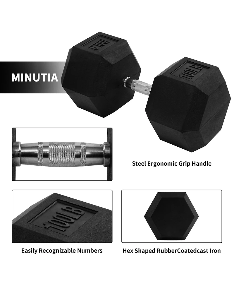 Signature Fitness Hex Single Dumbbell Weight Training Workout Equipment, 100 lb