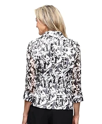 Alex Evenings Petite Foil Burnout V-Neck Top