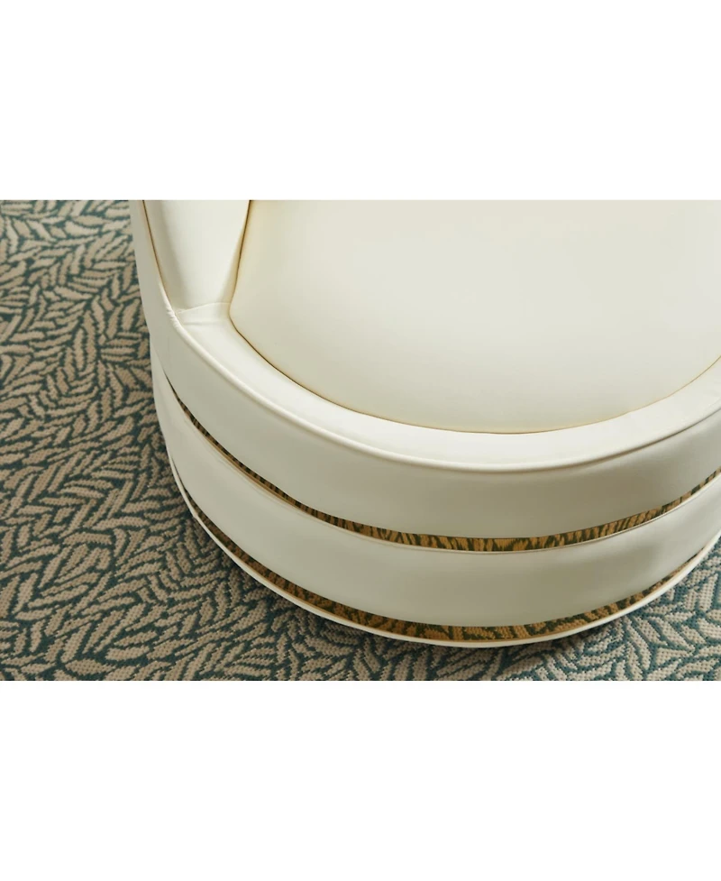 Streamdale Furniture Swivel Accent Chair, Faux Leather Barrel Club Chair