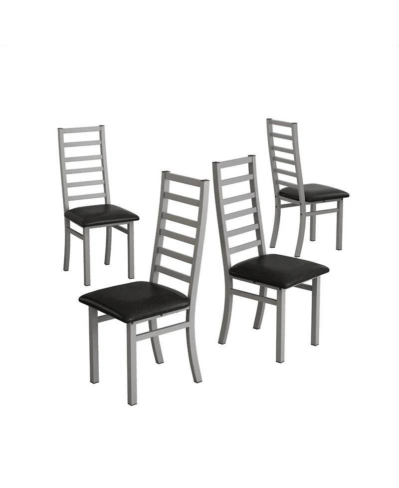 Streamdale Furniture Set of 4 Modern Metal Dining Chairs with Pu Leather Seats