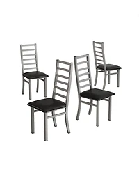 Streamdale Furniture Set of 4 Modern Metal Dining Chairs with Pu Leather Seats