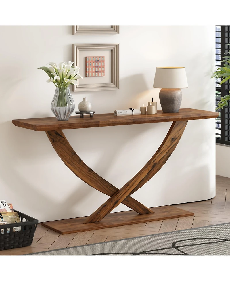 Streamdale Furniture Streamdale Mira 57" Rustic Console Table with Cross-Legs