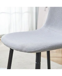 Streamdale Furniture Comfortable Linen-Cotton Dining Set (6 Pieces, Light Gray)