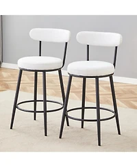 Streamdale Furniture Ergonomic Bar Chairs White Cushions 35.5" High Black & White