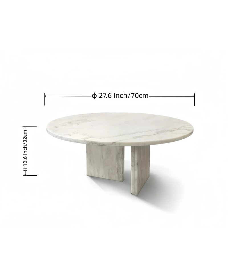 Streamdale Furniture White Marble Coffee Table - Small 27.6