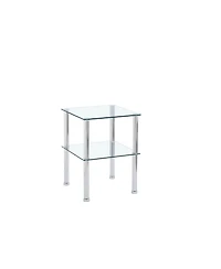 Streamdale Furniture Clear 2-Tier Side/End Table with Storage