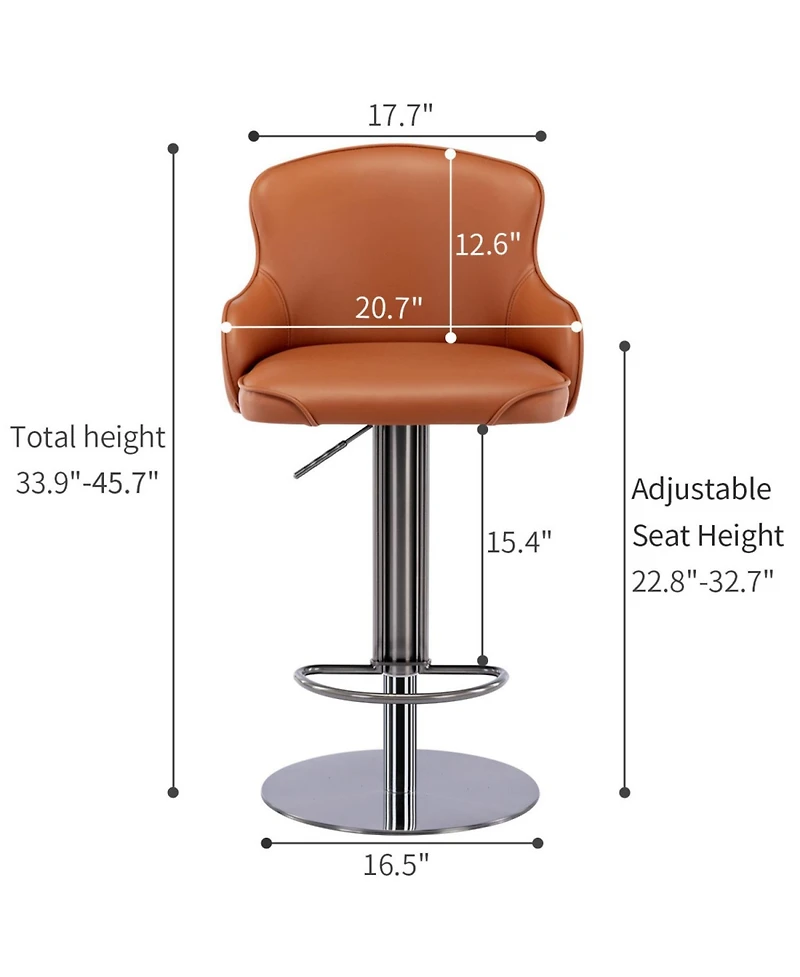 Streamdale Furniture Titanium Leather Bar Stool