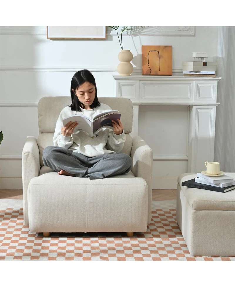 Streamdale Furniture Streamdale Oversized Accent Chair w/ Ottoman - Modern Lounge Reading Chair