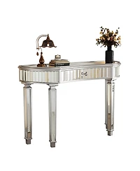 Streamdale Furniture 47" Half-Moon Mirrored Console Table - Silver Entryway Vanity