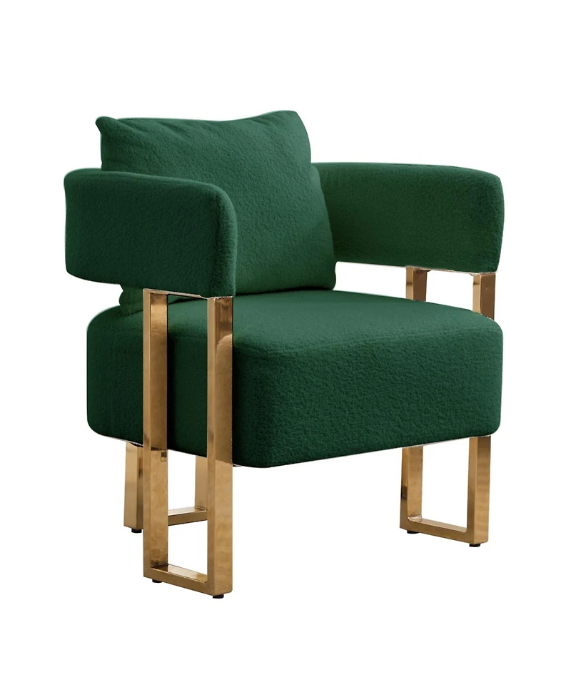 Streamdale Furniture Ts Modern Green Teddy Fleece Chair Gold Legs 2PC