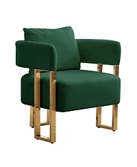 Streamdale Furniture Ts Modern Green Teddy Fleece Chair Gold Legs 2PC