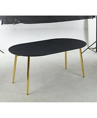 Streamdale Furniture Extendable Dining/Office/Coffee Table, Metal Leg, Mdf Top, Golden/Black