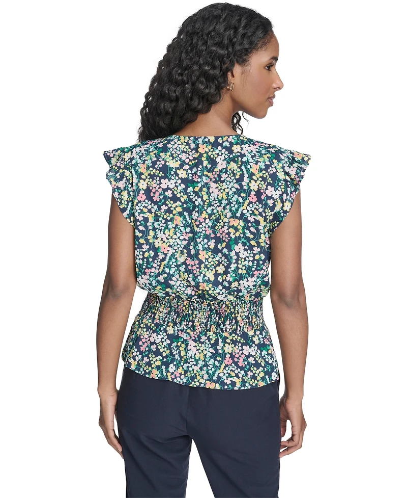 Tommy Hilfiger Women's Floral Smocked Peplum Top
