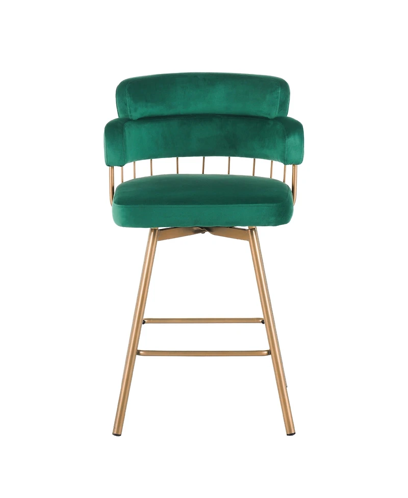 Streamdale 26" Swivel Bar Stools Set of 2, Upholstered with Backs, Green