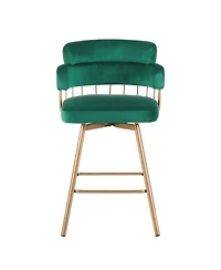 Streamdale 26" Swivel Bar Stools Set of 2, Upholstered with Backs, Green