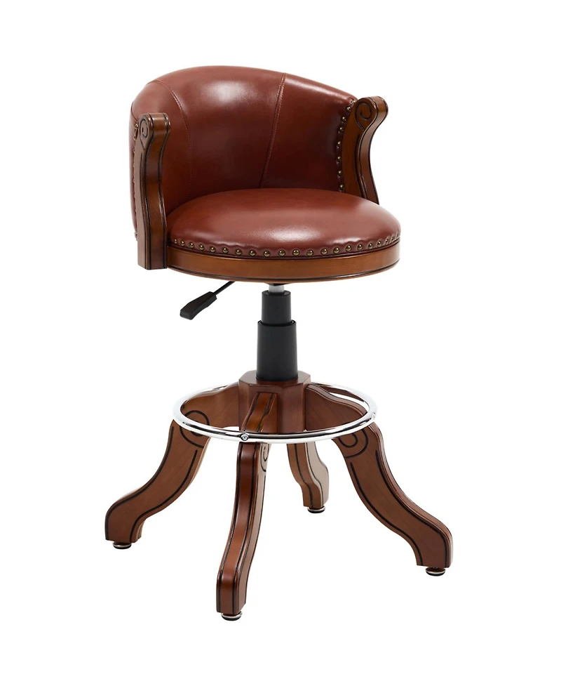Streamdale Furniture Cow Leather Adjustable Swivel Bar Stool - Brown