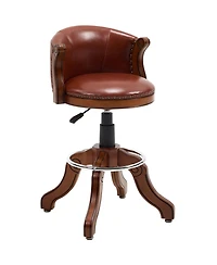 Streamdale Furniture Cow Leather Adjustable Swivel Bar Stool - Brown