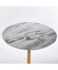 Streamdale Furniture 31.5" Golden & White Tulip Bar Table - Round Mdf Top