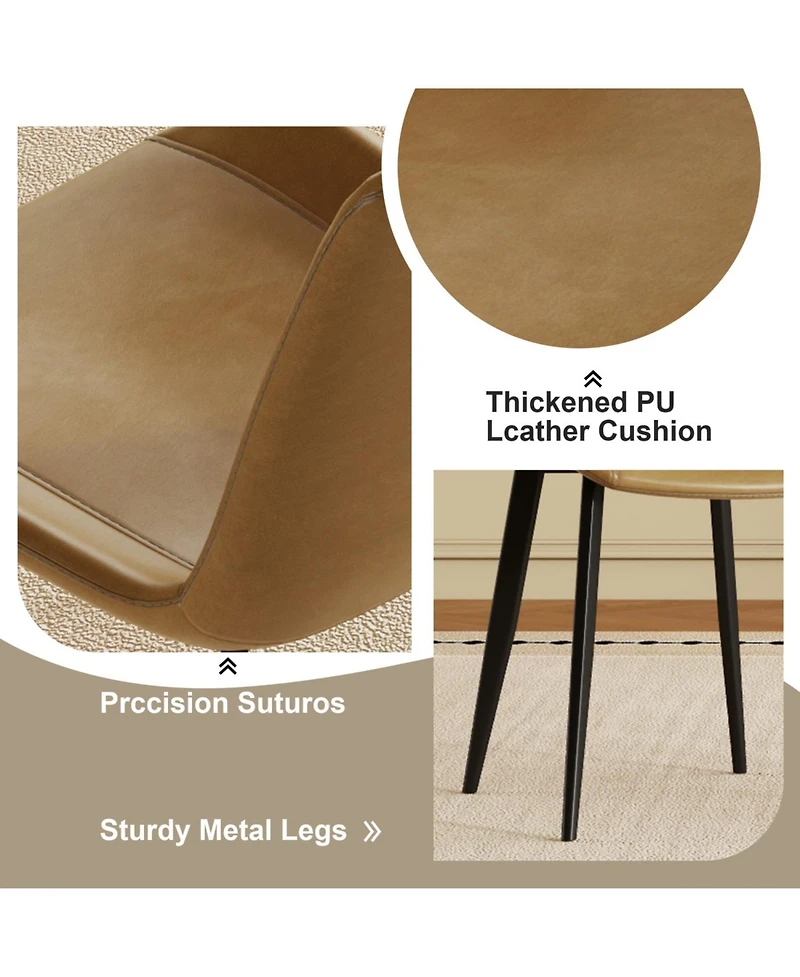 Streamdale Furniture Set of 4 Pu Leather Dining Chairs