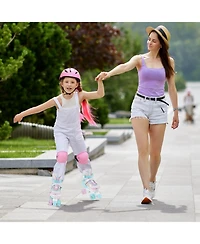 Costway 4 Sizes Adjustable Quad Skates with Light-up Wheels Safety Protection for Ages 13+