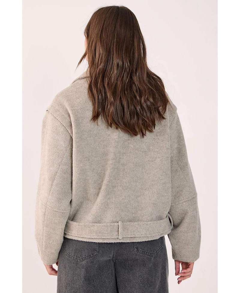 Nasty Gal Women's Oversized Brushed Belted Biker Jacket