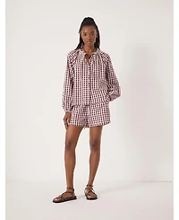 Hush Women's Elsa Gathered Gingham Beach Shirt