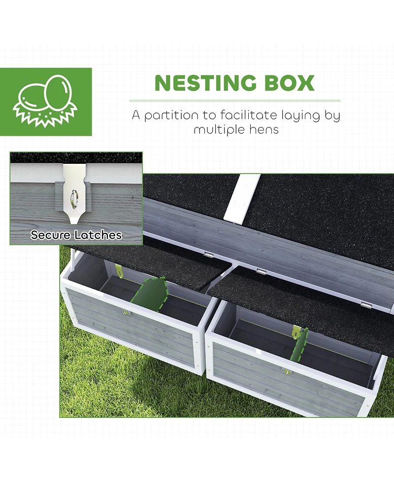 PawHut 59" Chicken Coop, Chicken Tractor with Wheels, Nesting Boxes,