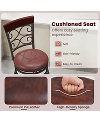 Costway Set of 2 Vintage Bar Stools Swivel Padded Seat 30'' Bistro Dining Kitchen Pub Chair High Back