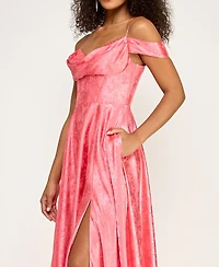B Darlin Juniors' Sweetheart-Neck Jacquard Gown, Created for Macy's