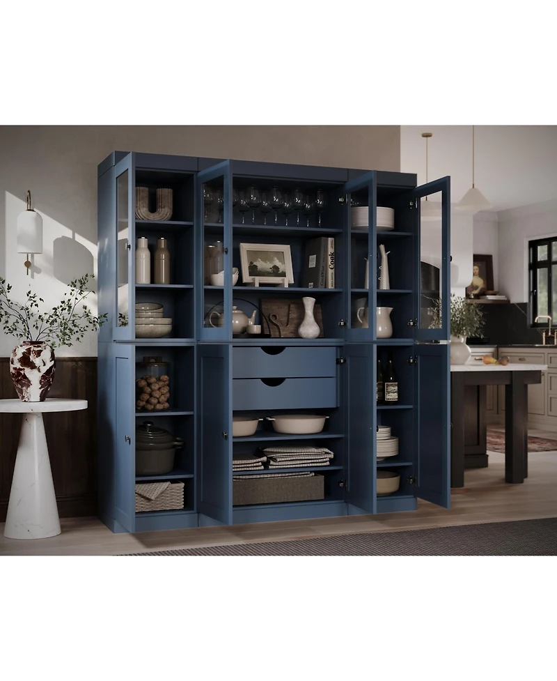 Palace Imports 100% Solid Wood 65" Pantry China Cabinet with Clear Glass, Shaker Doors