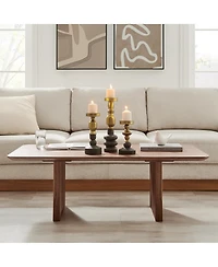 Danya B Nara Antique Brass and Vintage Wood Taper Candle Holders - Set of 3