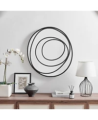 Danya B Sonya 25.5-inch Contemporary Continuous Circles Wall Mirror with Black Iron Accents
