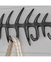 Danya B Fishbone Decorative Wall Sculpture Utility Hook Unit with 4 Hooks