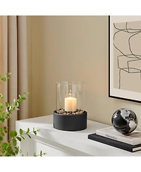 Danya B Pillar Hurricane Candleholder with Decorative Pebble Base