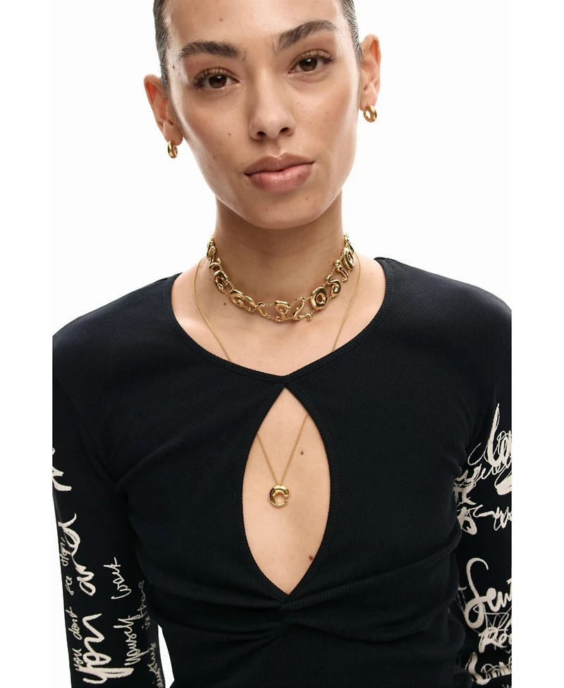 Desigual Women's T-shirt opening lettering