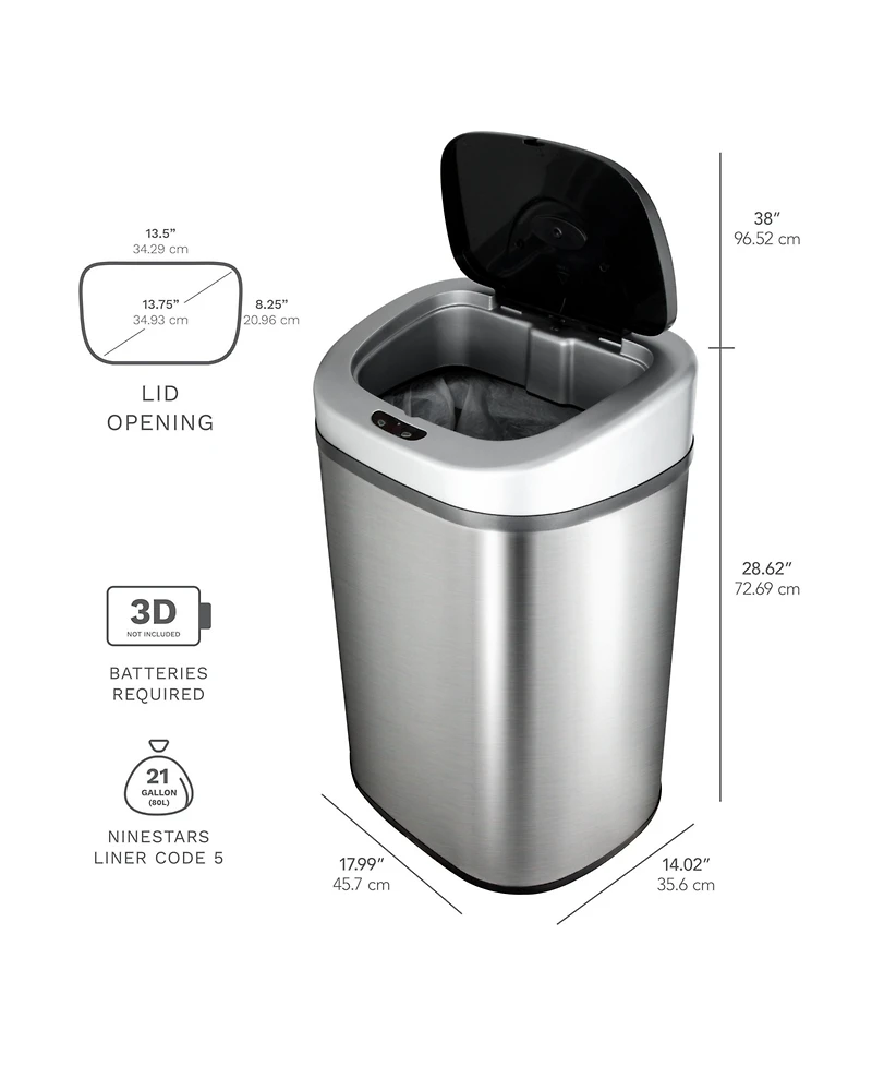 Ninestars 21 Gallons Automatic Touchless Kitchen Trash Can with Lid, Motion Sensor Trash Can for Kitchen