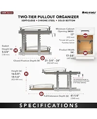Rev-a-Shelf Two-Tier Solid Bottom Pullout Base Cabinet Organizer, 54BK-18SC-2-1