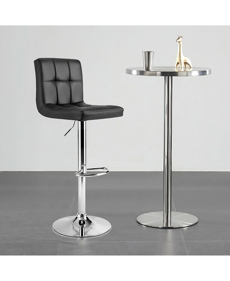 Costway Adjustable Armless Bar Stool Full Back Swivel Kitchen Counter Bar Chair Pu Leather