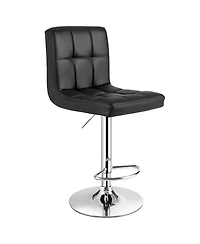 Costway Adjustable Armless Bar Stool Full Back Swivel Kitchen Counter Bar Chair Pu Leather