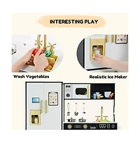 Kinder King Pretend Play Kitchen Wooden Toy Set for Kids with Sounds, Utensils, Oven & Microwave, Gift Age 3+