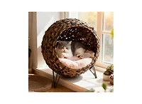Zeus & Ruta Hand Woven Banana Leaf Elevated Cat Bed with Cushion
